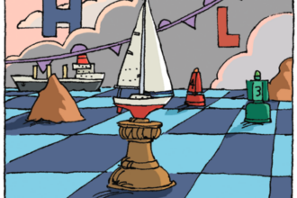Illustration of boats as chess pieces