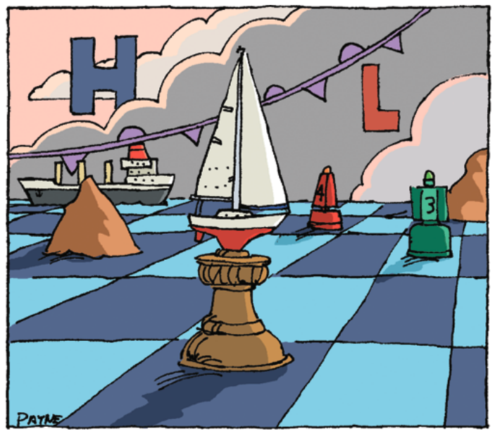 Illustration of boats as chess pieces