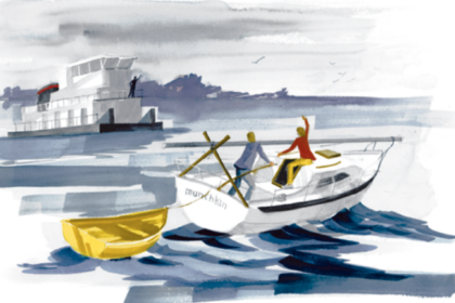 Illustration of hailing down the tow