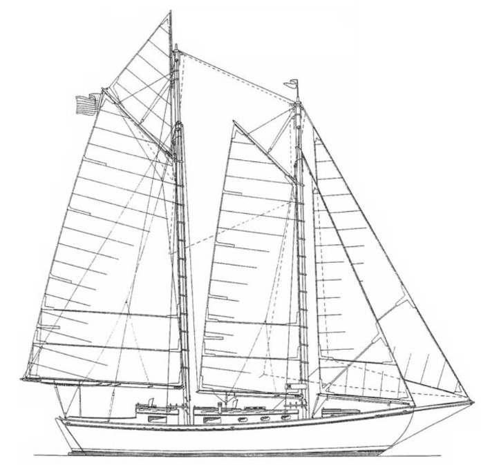 Some rigs compromise performance but never the joy of sailing. Southpaw, a 40-foot gaff-rigged schooner was built from Ted Brewer’s Corten Schooner plans. Even performance may not have been much of an issue. She outsailed some modern cruising yachts.