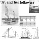 Spray illustration from Slocum’s book, Sailing Alone Around the World, at left. Humoric 35, at right. The Spray and two other boats that circumnavigated, below. Legh II was the Colin Archer-type double-ender sailed by Vito Dumas. Nomad was an aluminum version of the steel Huromic 35 cutter. She was sailed by Ed Arnold.