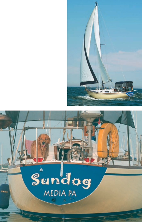 Sundog sails the Eastern Seaboard, at top, and Magnum, Sundog’s real captain, below.