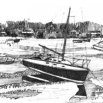 Illustration of boats in mud berths