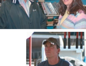 Gordon and Kathleen Torresen, above, in Gordon’s office. Brian Torresen runs the Travelift, at right.
