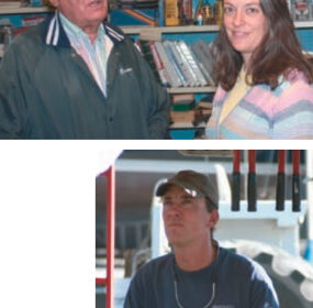 Gordon and Kathleen Torresen, above, in Gordon’s office. Brian Torresen runs the Travelift, at right.
