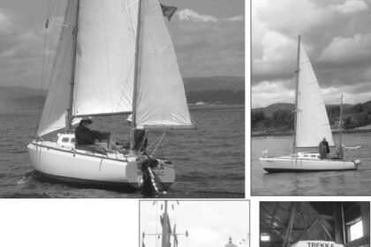 In the Tall Ships Challenge 2005 in Victoria, British Columbia, Trekka made her first public sailing appearance, near right, following time as a static exhibit, far right. At the event, she was sailed by Sandy Goodall and Carol Hasse, on facing page and above.