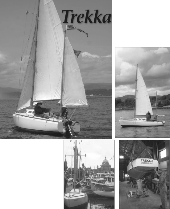 In the Tall Ships Challenge 2005 in Victoria, British Columbia, Trekka made her first public sailing appearance, near right, following time as a static exhibit, far right. At the event, she was sailed by Sandy Goodall and Carol Hasse, on facing page and above.