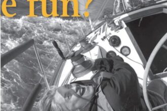 Is sailing fun? Can there be any doubt? Mary Fitzgerald took this photo of an absolutely delighted crewmember while racing one blustery New Year’s Day in Budd Inlet on Southern Puget Sound.