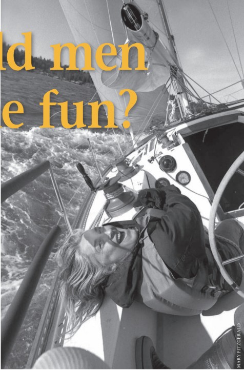 Is sailing fun? Can there be any doubt? Mary Fitzgerald took this photo of an absolutely delighted crewmember while racing one blustery New Year’s Day in Budd Inlet on Southern Puget Sound.