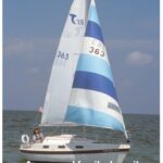 Tanzer sailboats, including Liebelle, the 7.5 are distinctive because of the raised deck into which the portlights are set. This gives the appearance of reverse sheer, despite the conventional line of the gunwale/hull-to-deck joint.