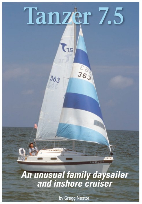 Tanzer sailboats, including Liebelle, the 7.5 are distinctive because of the raised deck into which the portlights are set. This gives the appearance of reverse sheer, despite the conventional line of the gunwale/hull-to-deck joint.