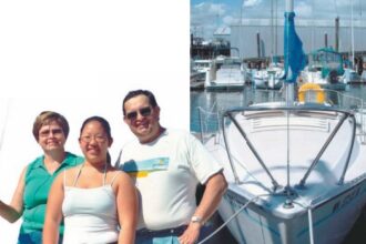 Bonita — large in some ways and small in others — awaits future adventures. A portion of the Wallace family, inset: Connie, Libby, and Penn.