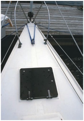 Because the bow is narrow there’s not a lot of space on the foredeck to move about while changing headsails or handling ground tackle.