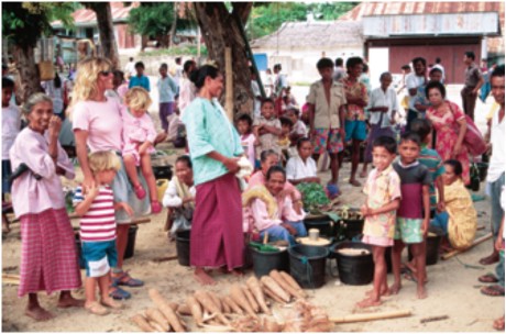 Indonesia, 1994. Island of Kisar. This is a rare moment when the locals were not swarming around us, trying to touch the blond hair of Holly and Chris.