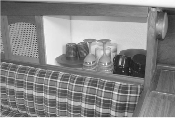 Sliding panels make it easy to get to each cupboard.