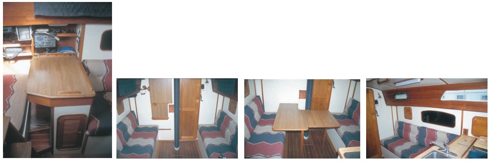 The saloon is straightforward with navigation station, opposing settees, fold-down table, and aft galley.
