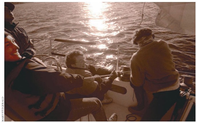 An all-female crew racing on Theresa Connor’s Nemesis.