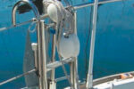 The ladder in normal position when sailing with crew.
