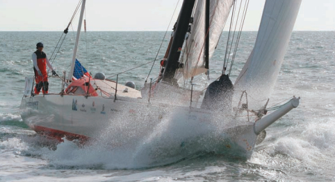 Bruce Schwab, at left, who has gained recent recognition as the first U.S. sailor to complete the Vendée Globe race, has been sailing since he was 5. He is shown on his world circumnavigator, Ocean Planet. Bruce cruised with his family from the Chesapeake to California when he was 13. His interest in racing began on that cruise when he discovered yacht club racing in Jamaica while his family’s boat was being repaired there.