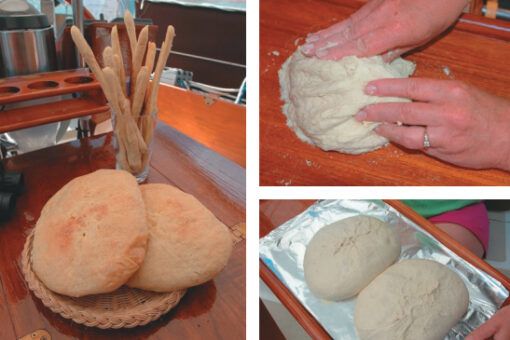 Follow these tips for making bread somewhat less dusty (measure ahead) and somewhat faster to bake (omit the bread pan), and the resulting loaves will be welcome additions on any cruise.