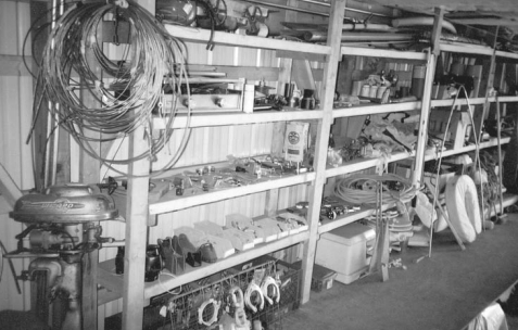 Bob’s personal chandlery is impressive. No wonder he likes to stroll about with a cup of coffee re-acquainting himself with the available gear.