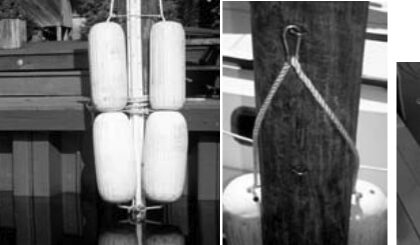 If you typically leave and return to the same dock, why not leave your fenders behind? Don Launer developed a method that protects a boat from the pilings in a tidal area (as long as the tides aren’t too large).