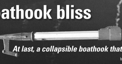 Walt’s handy extending boathook is an extension handle meant for rolling paint and available in many painting supply stores. It has a thumb-trigger locking mechanism, which he prefers to twist-lock boathooks.