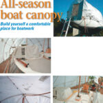 If you’re working for the fun of it, you deserve an enclosed and enjoyable place to spend your time. With air conditioning you can still work in comfort during the hot summer months. An inexpensive home air conditioner can be substituted for the spendy marine unit pictured at left. As the winds pick up, the support posts, shown on facing page, need a way to freely move around.