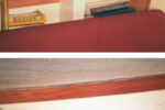 Ralph used aromatic cedar strips, available from most lumberyards and home-supply stores, to line the hull in the saloon, above, and to trim the V-berth, below. He also lined the insides of some lockers and cabinets of his Cheoy Lee Clipper 36. The strips are milled with shiplapped edges to make it easy to overlap them side-to-side as well as to install them end-to-end. The material is inexpensive and offers a pleasant aroma of cedar, which is not overpowering.