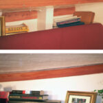 Ralph used aromatic cedar strips, available from most lumberyards and home-supply stores, to line the hull in the saloon, above, and to trim the V-berth, below. He also lined the insides of some lockers and cabinets of his Cheoy Lee Clipper 36. The strips are milled with shiplapped edges to make it easy to overlap them side-to-side as well as to install them end-to-end. The material is inexpensive and offers a pleasant aroma of cedar, which is not overpowering.