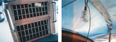 Safety seaboards (hatchboards on steroids!), on left, and the cockpit anchor light, on right, which probably did more to deter trespassing than any other piece of deck equipment.