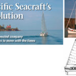 The Dana 24, facing page and at right, built between 1986 and 1999, is a handsome pocket cruiser. The forestay is secured to the end of the bowsprit, which increases area of the foretriangle to give the sail plan more power to move the boat’s 8,000-pound displacement.