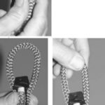 No, a SplicingNut is not someone who absolutely “loves” splicing above all else on his boat, nor is it some- one who’s been driven ’round the bend by splicing double braid. It is, instead, a two-part glass-reinforced-polymer device that has a certain nut-like appearance and can be used to form a loop in some lines. The line is wrapped around the black piece of the apparatus, as shown above and at left below. An eye, or loop, of any size can be formed in this way. Three sections of line and the black piece fit snuggly in the second piece, as shown at right below. The final construction, not shown here, brings the two pieces completely together.