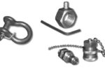 An Allen set screw, above, keeps a nut where it belongs, while a twisted wire secures a shackle, at left. A drain plug attached with a chain, at right, may not keep the plug in, but it does prevent it from being lost overboard or in the bilge.