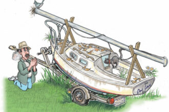 Illustration of a boat on a trailer