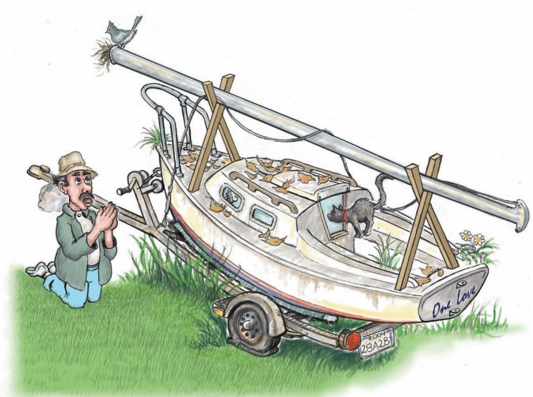 Illustration of a boat on a trailer