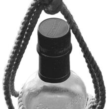 A hackamore knot on a jug. Join the ends to make a handle for lowering the bottle into the cooling depths.