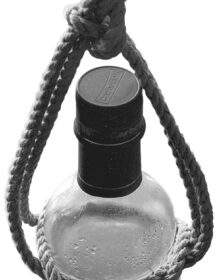 A hackamore knot on a jug. Join the ends to make a handle for lowering the bottle into the cooling depths.