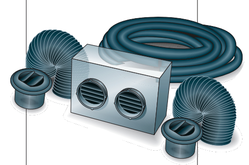 A heater kit uses the engine’s hot-water coolant as a heat source.