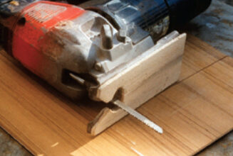 A shoe, made from a scrap of wood and glued with contact adhesive to the saw’s foot, will prevent surface damage and scratching. This is particularly useful when cutting lumber that is already painted or varnished.