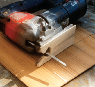 A shoe, made from a scrap of wood and glued with contact adhesive to the saw’s foot, will prevent surface damage and scratching. This is particularly useful when cutting lumber that is already painted or varnished.