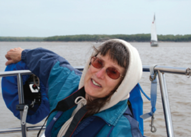 Karen aboard Higher Porpoise on Mark Twain Lake in northeastern Missouri in May 2008. The Mark Twain Lake Sailing Association marks its 20-year anniversary this year. Watch for an article about Higher Porpoise, a 1979 Tartan 37, and her sailors, Tom and Sandy Wells, in an upcoming issue of Good Old Boat.