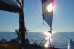 Picture of the ocean from a Hobie Cat