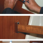 Gregg installs the bracket for the boat cover, above; the installed bow, center; and the finished shelf restraint, bottom.