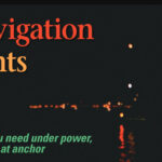 A typical nighttime dilemma: red light near the water with a white light above and a red light above that. What kind of boat is it? What is it doing? (For the rest of the story, see photo on Page 53).