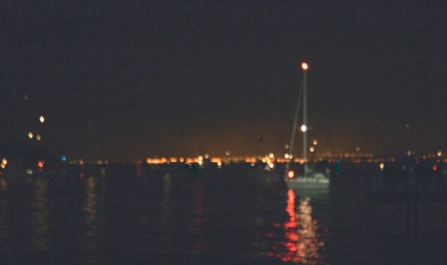 Answer to the dilemma on Page 50: what you might be looking at is the forward port side of a vessel actively fishing. What you are actually looking at is the port side of a sailboat under power whose skipper has turned on his masthead tricolor in addition to the required lights.