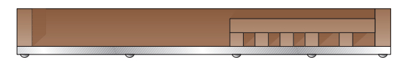A view of the tool rack construction as seen from the top.