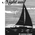 Illustration of a boat sailing at night