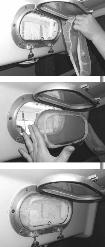 When the no-see-ums are unbearable enough to sacrifice some belowdecks ventilation, add a temporary fine-mesh cover to your port-screen inserts.
