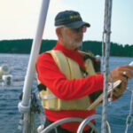 A man sailing a boat